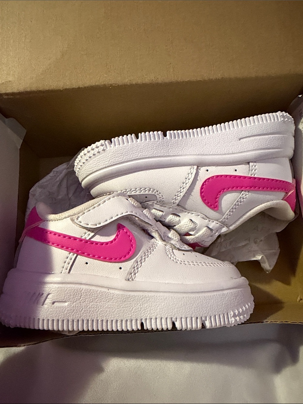Baby size 3c Nike Kids White Sneakers with Pink Swoosh
